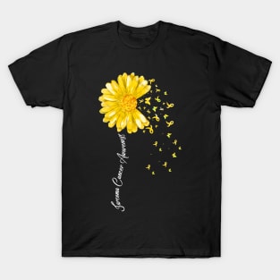Sarcoma Cancer Awareness Yellow Ribbon Sunflower Warrior T-Shirt